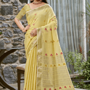 Malhari Cotton Yellow Casual Wear Weaving Saree