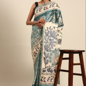 Malhari Cotton Sky Blue Casual Wear Weaving Saree