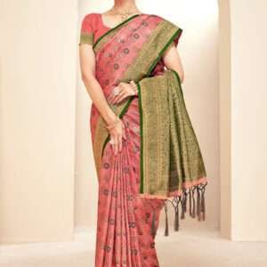 Malhari Paithani Silk Pink Weaving Saree