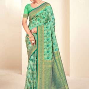 Malhari Paithani Silk Green Weaving Saree
