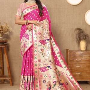 Malhari Silk Pink Paithani Saree