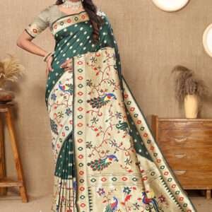 Malhari Silk Green Paithani Saree