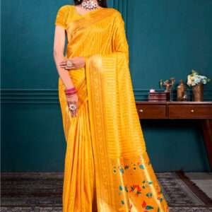 Malhari Silk Yellow Paithani Saree
