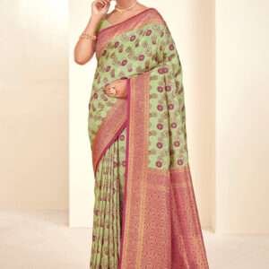 Malhari Paithani Silk Red Weaving Saree