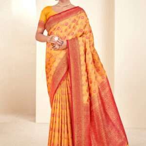 Malhari Paithani Silk Orange Festival Wear Weaving Saree