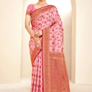 Malhari Paithani Silk Pink Weaving Saree