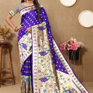Malhari Silk Purple Paithani Saree